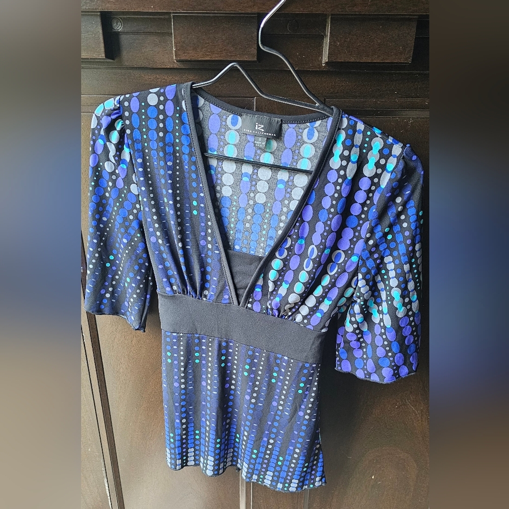Iz Byer Black and Blue Dot Dress